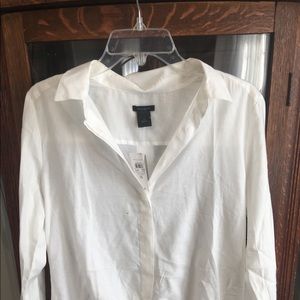 Ann Taylor Tie-Front Blouse w/Covered Placket